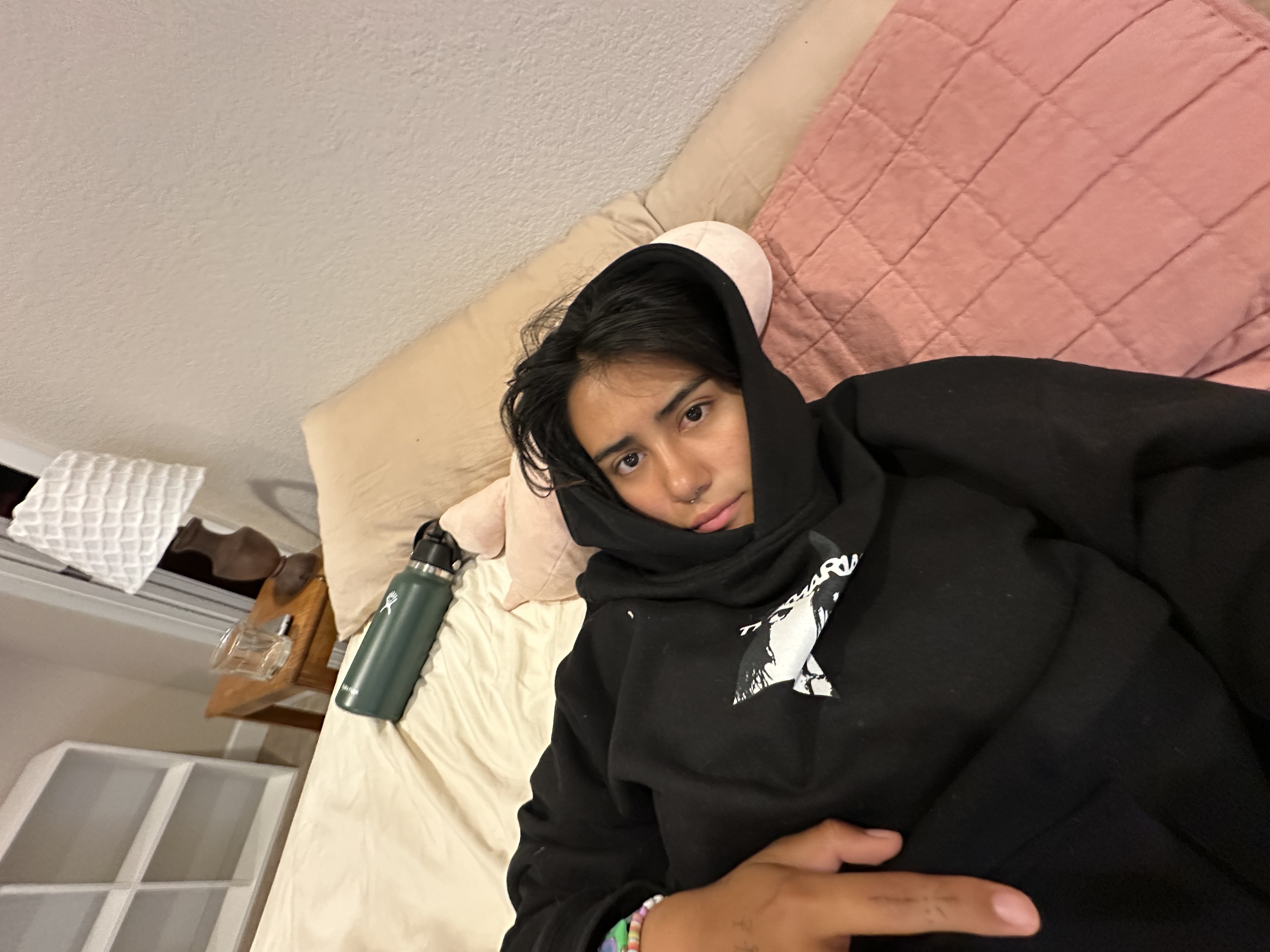 me laying down in bed